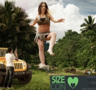 giantess collage barefoot cleavage brunette legs jungle running giantess_katelyn looking_down river palm_trees jeep imminent_crush leopard_print littlebee navel_ring size_con