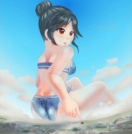 drawing giantess giga city mega color butt swimsuit destruction iodain