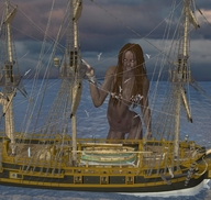 breasts giantess nude ocean boats dark_skin seagulls digital_render