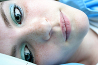 micro blue_eyes lips lying_down shrunken_man looking_down freckles point_of_view looking_at_giantess looking_at_tiny