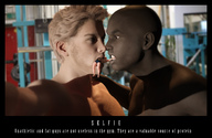 vore blonde male unknown_artist muscles shrunken_man captions interracial source_needed gym digital_render