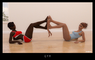 gentle blonde barefoot foot_crush shorts shrunken_man naked_man women dark_skin floor smothering sports_bra gym unitard digital_render bald