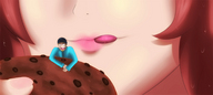 drawing giantess vore color tongue lips red_hair karsinan