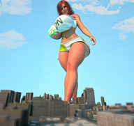 city mega buildings huge_breasts sky voluptuous redfiredog digital_render sizecon_promo