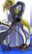 drawing blonde color butt_crush green_eyes ponytail starcraft sitting shrunken_woman looking_down trapped commission bryan_lobdell kerrigan titankilla queen_of_blades nova_terra sir--raptor