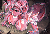 drawing giantess color large_breasts looking_down cave crystal ruby bryan_lobdell adventurers