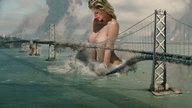 breasts giantess collage nude mega blonde large_breasts destruction cleavage water wet looking_down captain_rand