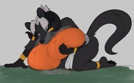 breasts drawing white_hair furry horns tail mega destruction barefoot anime breast_crush smiling unknown_artist crawling looking_down thighs ankle_bracelet bracelet source_needed imminent_crush looking_at_tiny