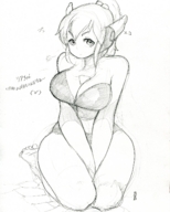 drawing giantess monochrome cleavage sketch bakugeki_no_g 爆撃のg