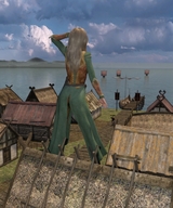 giantess white_hair mega skirt ocean village runswithferrets ships digital_render