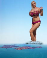 collage giga blonde long_hair swimsuit cleavage ocean huge_breasts navel walking sunny islands agnetis captain_rand agnetis_miracle duana