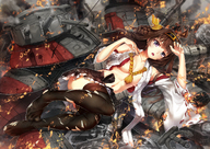 drawing giantess color destruction anime brunette tank thigh_highs ripped_clothing kantai_collection kongou glycyrrhizae disaster_zone