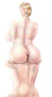 breasts drawing nude blonde color butt amazon hugging looking_back butt_smother no_background