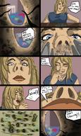 drawing micro city blonde comic color destruction blue_eyes shrunken_people nose sniffing cleaning sneezing inhaled snot workers nasal_vore inside_nose bluerune93