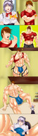 drawing growth gentle color destruction giant clothed muscles bulge shrunken_woman candy