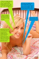 nude blonde penis smiling small_breasts lying_down shrunken_man looking_up looking_at_viewer cousin incest