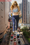 giantess crush collage city blonde glasses shoes blood leggings navel walking looking_down streets vehicles purse bella_thorne giantess_lover45 crop_top imminent_foot_crush