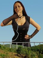 breasts giantess collage destruction handheld red_hair outdoors monorail ser-gts