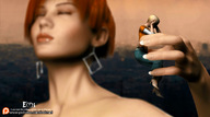 giantess vore city tongue mouth teeth handheld green_eyes red_hair soft_vore earrings emi digital_render