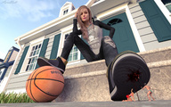 crush blonde blood basketball shrunken_woman shrunken_man under_foot looking_at_viewer sorenzer0 digital_render tribals