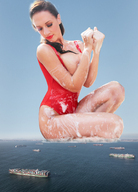 giantess collage mega swimsuit water ocean wet boats coast ships washing coastline cargo_ships lana_kendrick captain_rand shipping