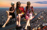 collage feet city mega buildings sandals skyscraper sunglasses giantesses river awings