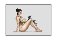 drawing gentle color large_breasts barefoot shrunken_men legs amazon teasing biggals