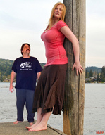 collage small_man size_difference barefoot water amazon lake pier iggy62
