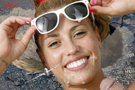 giantess collage giga city cum destruction penis smiling lying_down sunglasses tattoo looking_at_viewer drone