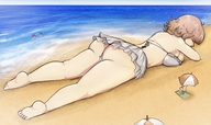 bikini breasts drawing gentle giantess mega sleeping color butt swimsuit clothed beach barefoot skirt ocean brunette lying_down swimming onlookers umbrella sunbathing reading hajime_hinata skinnychimp chiaki_nanami danganronpa_2