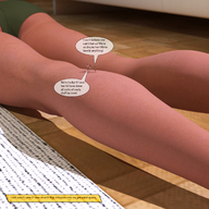 story lying_down shrunken_woman shrunken_man on_body digital_render openhighhat