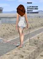 giantess barefoot giganta red_hair outdoors power_lines ripped_clothing digital_render mary-margret