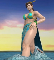 giantess cleavage bra ocean brunette hand looking_down waves sunglasses ships digital_render roodedude