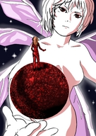 drawing giantess giga wings color planet handheld red_eyes moon rei_ayanami neon_genesis_evangelion giantesses lilith asuka_langley_soryu looking_at_tiny grandezu