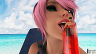 vore tongue mouth licking ocean pink_hair face shrunken_man trapped clouds sky digital_render 0nickm0 sybias-mansicle mansicle