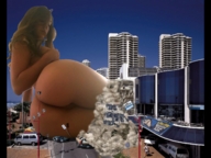 giantess collage city butt destruction buildings brunette vehicles looking_back vehicle_crush jake774