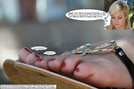 collage feet blonde toes story sandals shrunken_man cruel dialogue