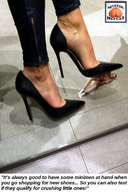 collage feet high_heels domination shrunken_man pinned under_foot floor squeezemeflat imminent_crush