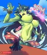 drawing nipples giantess nude color large_breasts topless mermaid breast_expansion handcuffs magic wizard green_skin supersatanson giga_mermaid shantae_half-genie_hero