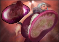 giantess micro feet purple_eyes in_shoe green_hair unaware smelly stinky point_of_view slippers apeiron-macro tiny_crowd