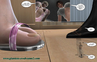 feet toes shrinking boots sandals shrunken_man looking_down ilayhu looking_at_tiny digital_render