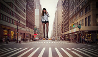 giantess collage city brunette stockings unknown_artist looking_down streets vehicles