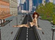 giantess city swimsuit barefoot green_eyes red_hair vehicles looking_at_viewer leopard_print digital_render mary-margret