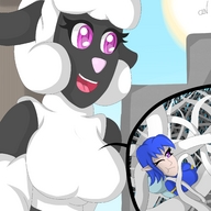 drawing giantess micro furry anthro city color shrunken_woman trapped sheep cutelittlenightmare