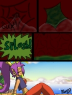 giantess vore comic purple_hair sitting inside_stomach closed_eyes point_of_view source_needed stomach_acid shantae pointed_ears octshero half-genie