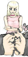drawing blonde toes barefoot domination shrunken_woman trapped pedicure between_feet looking_at_tiny wtfeather