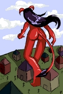 drawing giantess horns tail color rampage demoness town