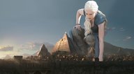breasts giantess white_hair collage city mega blonde fantasy pyramid unknown_artist kneeling queen sky ancient emilia_clarke looking_at_tiny game_of_thrones daenerys_targaryen