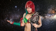 giantess collage earth space planet handheld moon red_hair asuka cosmic_giantess wwe nxt