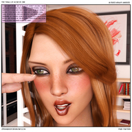 micro finger green_eyes story red_hair shrunken_men face shrunken_people shrunken_woman looking_at_tiny digital_render openhighhat altered_reality_world the_trials_of_rosie micromants